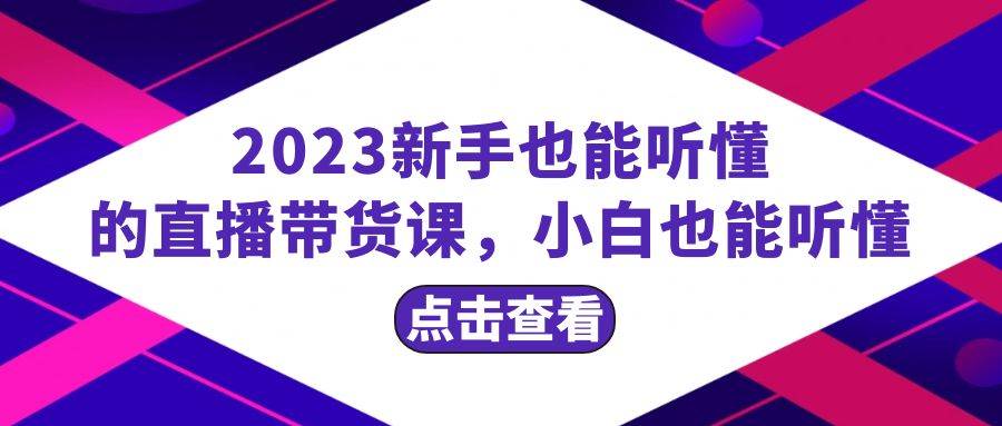 2023新手也能听懂的直播带货课，小白也能听懂，20节完整创鑫阁-网创项目资源站-副业项目-创业项目-搞钱项目创鑫阁