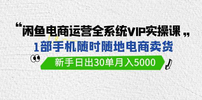 闲鱼电商运营全系统VIP实战课，1部手机随时随地卖货，新手日出30单月入5000创鑫阁-网创项目资源站-副业项目-创业项目-搞钱项目创鑫阁