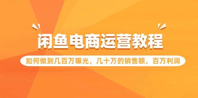 闲鱼电商运营教程：如何做到几百万曝光，几十万的销售额，百万利润创鑫阁-网创项目资源站-副业项目-创业项目-搞钱项目创鑫阁