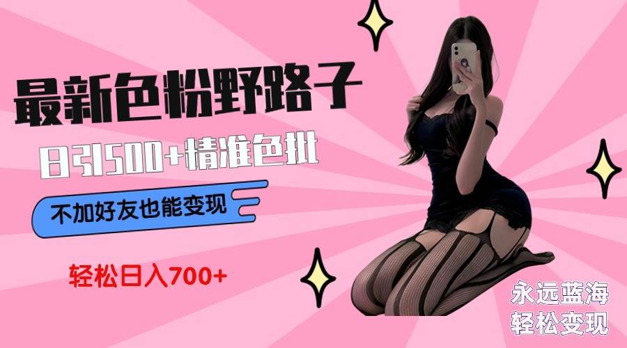 最新色粉变现野路子，日引500+老色批 可不加好友直接变现 小白轻松日入700+创鑫阁-网创项目资源站-副业项目-创业项目-搞钱项目创鑫阁