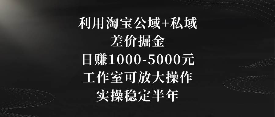 利用淘宝公域+私域差价掘金，日赚1000-5000元，工作室可放大操作，实操…创鑫阁-网创项目资源站-副业项目-创业项目-搞钱项目创鑫阁