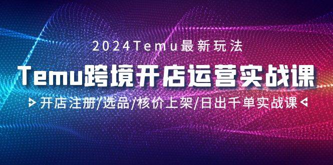 2024Temu跨境开店运营实战课，开店注册/选品/核价上架/日出千单实战课创鑫阁-网创项目资源站-副业项目-创业项目-搞钱项目创鑫阁