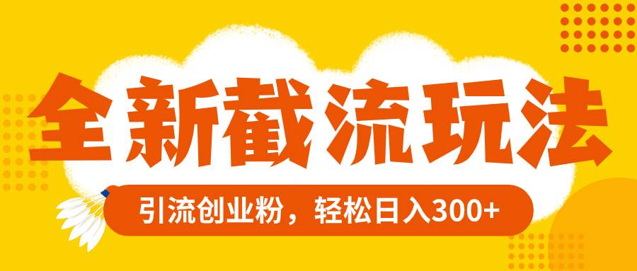 全新截流玩法，精准引流创业粉，轻松日入300+创鑫阁-网创项目资源站-副业项目-创业项目-搞钱项目创鑫阁