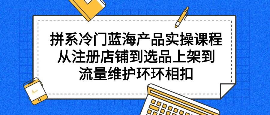 拼系冷门蓝海产品实操课程，从注册店铺到选品上架到流量维护环环相扣创鑫阁-网创项目资源站-副业项目-创业项目-搞钱项目创鑫阁