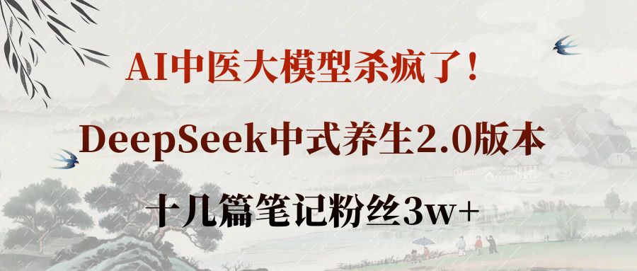 AI中医大模型杀疯了！DeepSeek中式养生2.0版本，十几篇笔记粉丝3w+创鑫阁-网创项目资源站-副业项目-创业项目-搞钱项目创鑫阁