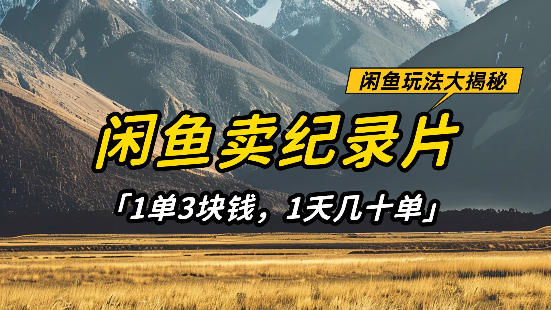 闲鱼卖纪录片1单3块钱，1天几十单，项目稳定有潜力创鑫阁-网创项目资源站-副业项目-创业项目-搞钱项目创鑫阁