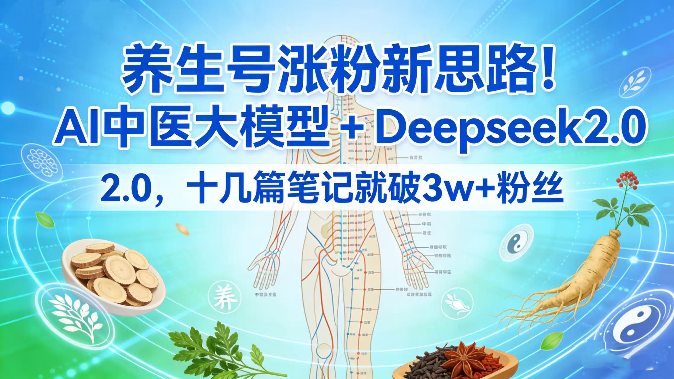 养生号涨粉新思路！AI 中医大模型 + Deepseek 2.0，十几篇笔记就破 3w + 粉丝创鑫阁-网创项目资源站-副业项目-创业项目-搞钱项目创鑫阁