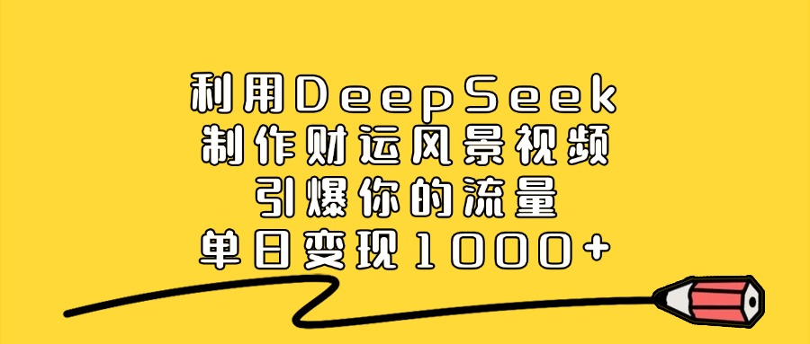 利用DeepSeek制作财运风景视频，做出爆款视频，单日变现1000+创鑫阁-网创项目资源站-副业项目-创业项目-搞钱项目创鑫阁