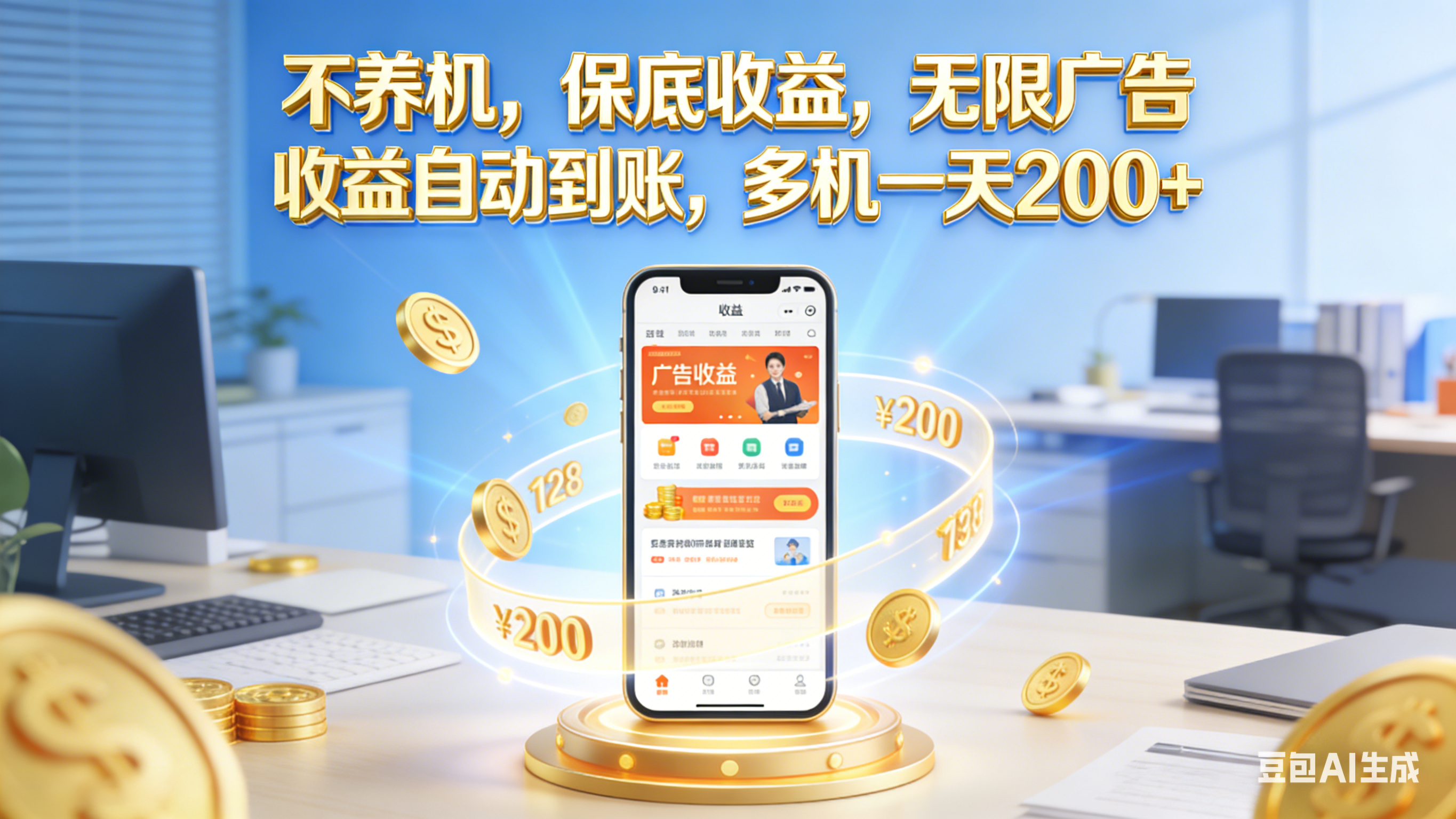 不养机，保底收益，无限广告，收益自动到账，多机一天200+创鑫阁-网创项目资源站-副业项目-创业项目-搞钱项目创鑫阁