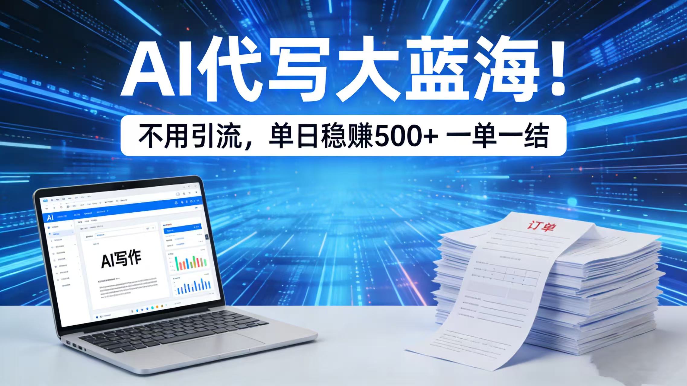 AI 代写大蓝海！不用引流，单日稳赚 500 + 一单一结创鑫阁-网创项目资源站-副业项目-创业项目-搞钱项目创鑫阁