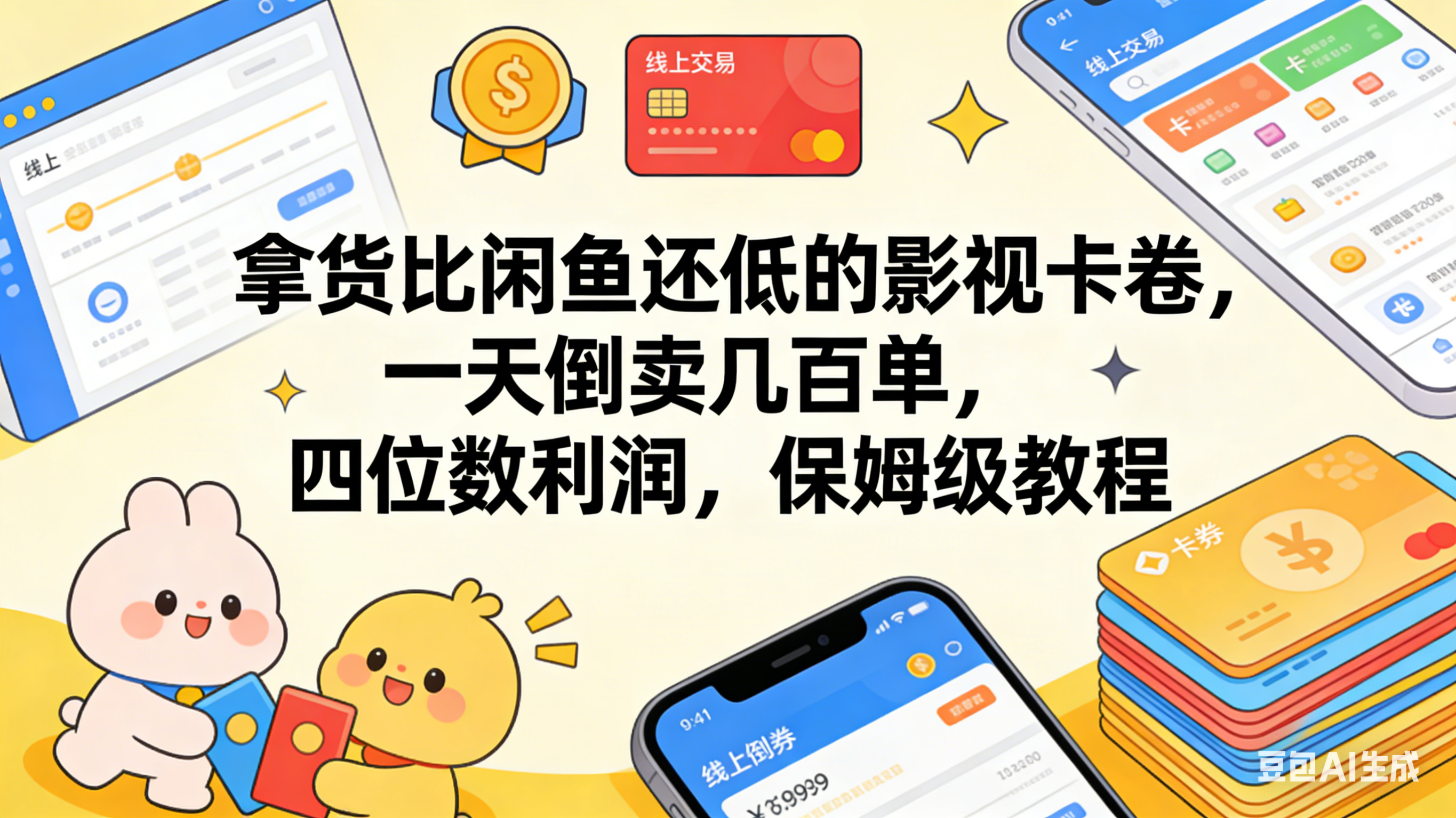 拿货比闲鱼还低的影视卡卷，一天倒卖几百单，四位数利润，保姆级教程创鑫阁-网创项目资源站-副业项目-创业项目-搞钱项目创鑫阁